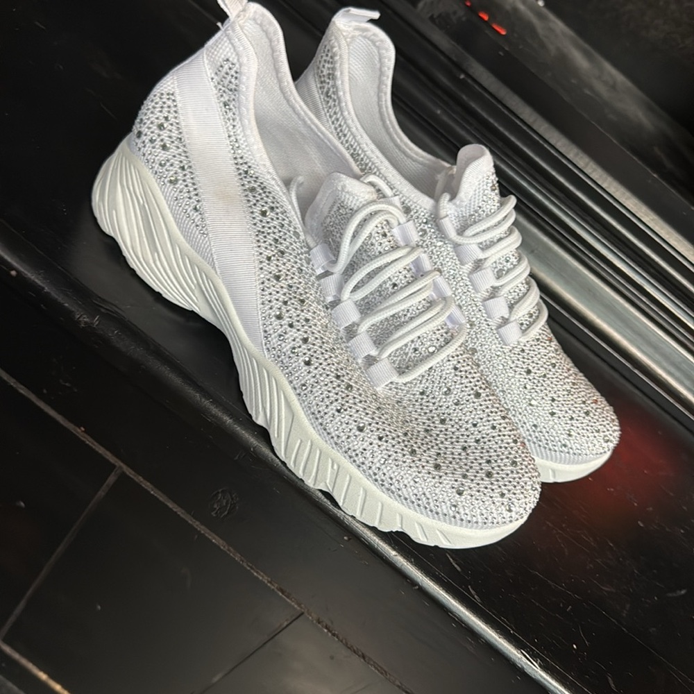 Fashion Nova Glittering Silver and White Women's Sneakers - Picture 7 of 7